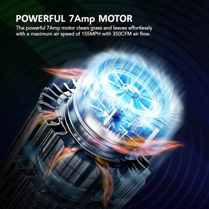 GUEDE Electric Leaf Blower, Corded 7 Amp, 155MPH Air Speed, Lightweight & Handheld for Lawn Care, Patio Cleaning, Leaves & Snow Blowing