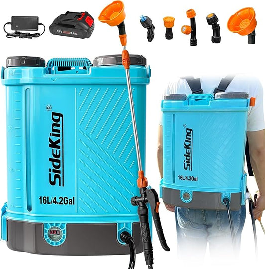 Battery Powered Backpack Sprayer 4 Gallon, 0-100 PSI Adjustable Pressure Sprayer Compatible with Makita 18V Battery, Electric Sprayer with Wand, 5 Nozzles, 2.6Ah Battery&Charger Included