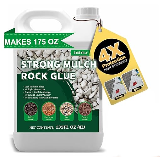 Mulch Rock Glue for Landscaping, Makes 175oz Concentrated Landscape Gravel Binder - Lasts Up to 2 Years, Strong Stone Glue for Outside Rocks, Easily Holds Rubber, Pine Straw, Pebble, Pea Gravel, Bark
