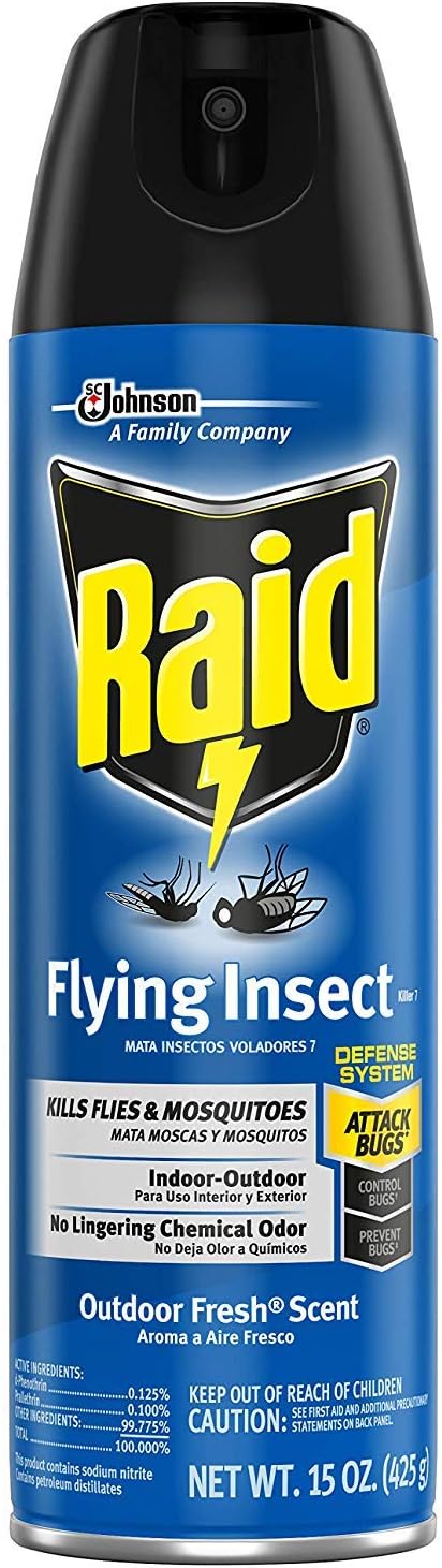 Raid Flying Insect Killer, Aerosol Insecticide Spray for Flying Insects, 15 Ounce (Pack of 6)