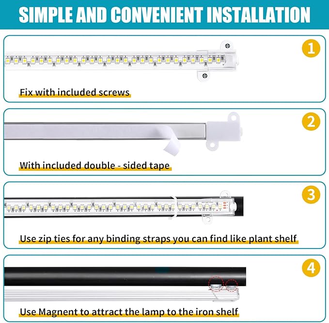 LED Grow Light Strips for Indoor Plants Full Spectrum 3500K, 96 LEDs Plant Light Bar with 3/9/12H Timer, 10 Dimmable Levels for Seedling Succulent and Shelf, 13 Inches, 1 Head 2 Pack