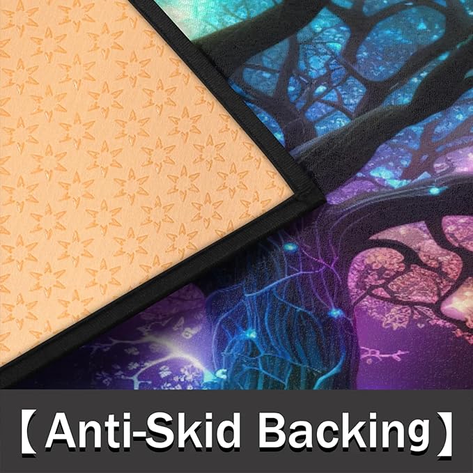 cfpolar Half Round Door Mat, Tree of Life Semi Circle Area Rug, Non Slip Area Rug Soft Doormat for Front Door Indoor Entrance Wear Half Moon Rug for Kitchen Bedroom Patio Fireplace 24 x 36 in