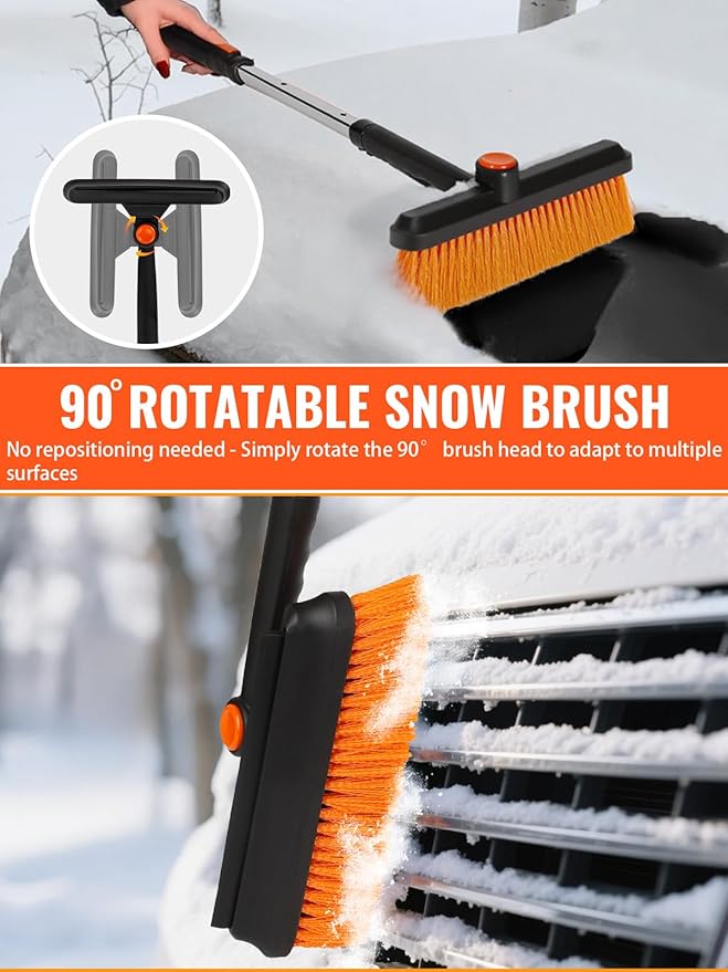 5 in 1 Multi-Functional Snow Brush Ice Scraper and Shovel Kit with Detachable Ergonomic Foam Grip for Car Automobile Vehicle Window SUV Truck Windshield Patios Driveways Sidewalks Winter Snow Removal