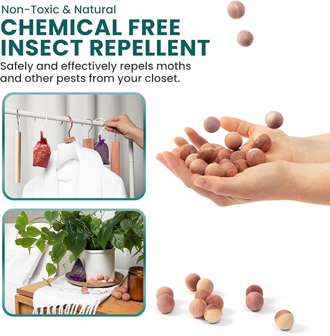 120 Variety Pack - Lavender and Cedar For Closets - Cedar Balls For Clothes Storage - Cedar Closet Protection Scent Bags - Natural Cedar Hanger Rings - Cedar Scented Balls Cedar Air Freshener For Clos