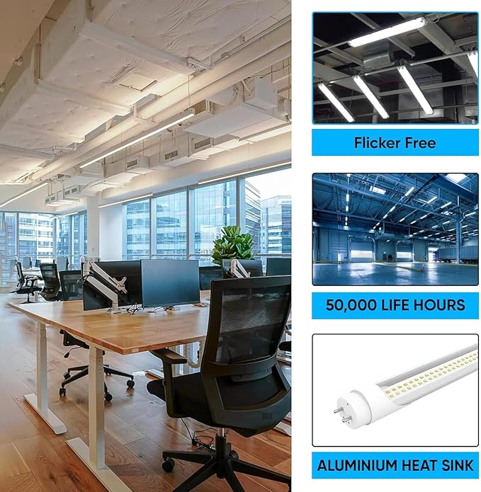 LEDMyplace 4FT LED T8 Ballast Bypass Type A+B Light Tube, 22W, 2860lm, Single/Double End Powered, ETL Listed, Replacement, T8 Bulbs 4 Foot 5000K, Clear, 3000K-6500K Selectable Lighting, 4 Pack