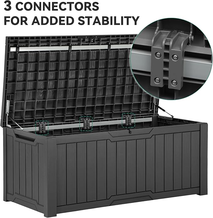 YITAHOME 120 Gallon Large Deck Box, Resin Outdoor Storage Box for Outdoor Pillows, Garden Tools and Pool Supplies, Waterproof, Lockable, Dark Gray