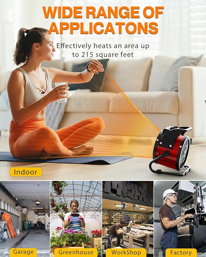 Outdoor Heaters for Patio, 1500W Outdoor Space Heater with 3S PTC Fast Heating, 3-Mode Electric Patio Heater for Greenhouse, Garage, Deck & Patio, Overheat Protection Red