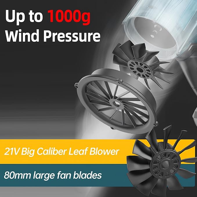 Cordless Leaf Blower Portable Dust Cleaner 21V Handheld Turbo Jet Blower 300000 RPM Compressed Air Duster for Patio Cleaning Lawn Care Drying Camping Blowing Leaves & Snow w/ 2 Batteries, Blue