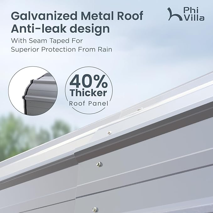 PHI VILLA 10 x 15 Heavy Duty Metal Carport with Galvanized Steel Roof with Sidewalls Enclosure Kit, Sturdy Metal Carport for Cars, Boats, and Tractors