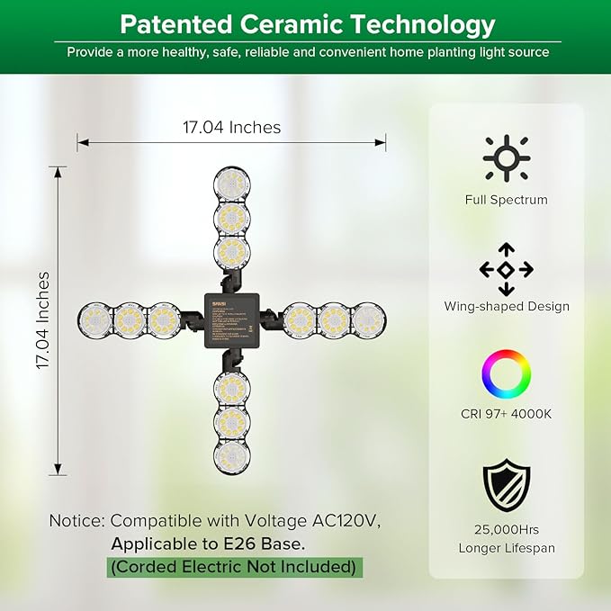 SANSI Grow Lights for Indoor Plants, Dimmable Full Spectrum LED Grow Light with Remote Control, Auto On Off 4 8 12 Hrs Timer, 80W (800 Watt Equiv) Plant Lights for Indoor Greenhouse, E26 Base