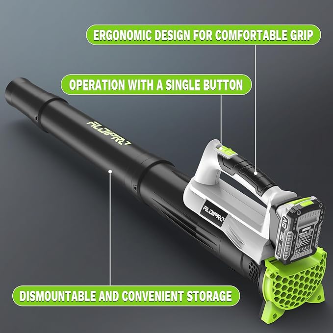 Ultra-Light Leaf Blower Cordless with 2 Batteries & Fast Charger | 400CFM 130MPH Electric Leaf Blowers, 21V Powered Handheld Blowers for Dry Leaves, Yard, Patio, Garage