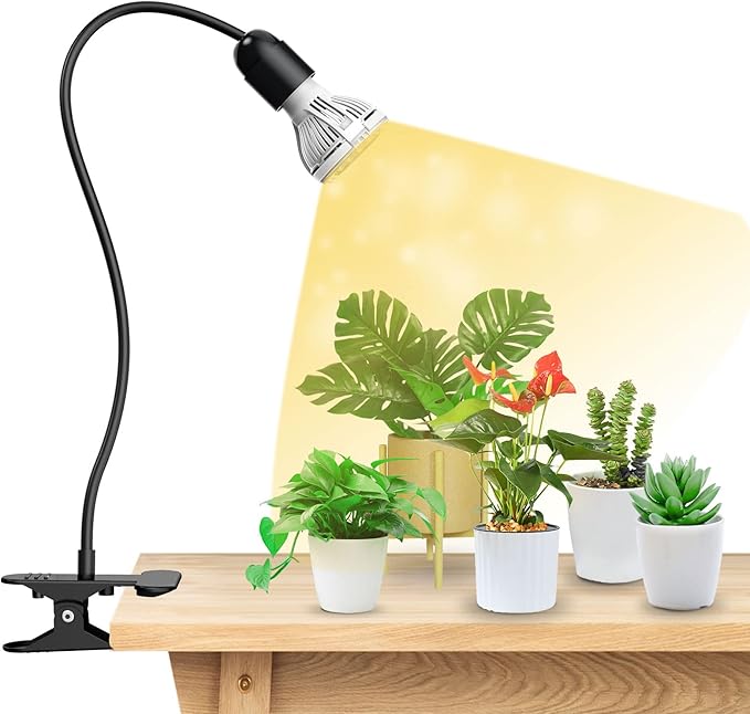 SANSI LED Grow Lights for Indoor Plants, Lifetime Free Bulb Replacement 150W Full Spectrum Gooseneck Clip Plant Light with Optical Lens for High PPFD Growing Power, Grow Lamp