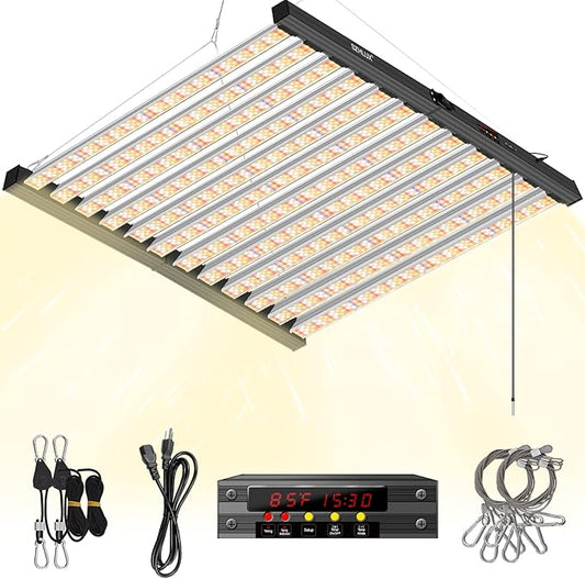 SZHLUX 800W LED Grow Light 7×7ft with Timer and Temp Control, Full Spectrum UV&IR Grow Lamp with 2304 Diodes, Sunlight Plant Light for Seedling Veg and Bloom Grow Light Fixtures