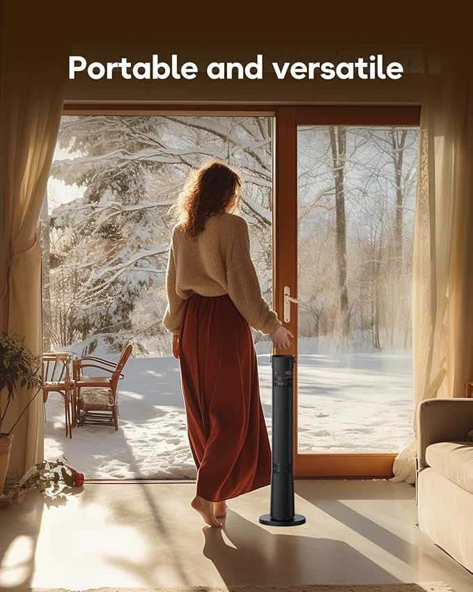 Patio Heater for Outdoor Use, 32" Electric Space Heater Indoor, Portable Infrared Heater with 60-Degree Oscillation, Timer, Remote, for Patio, Gazebo, Black