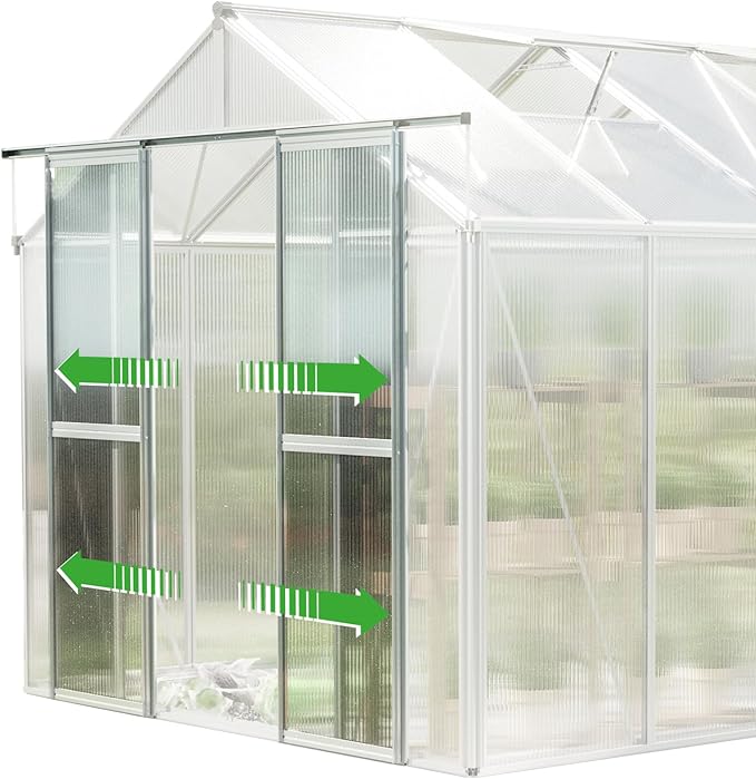 Greenhouse Saphir 6 Aluminum Frame 8.5 x 12.6 ft with Approx. 8 mm Polycarbonate Panels