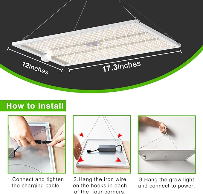 yadoker Ceiling Grow Light for Indoor Plants, 540 LEDs Full Spectrum Halo Plant Light, Safe Voltage Growing Lamp with 4/8/12H Auto Timer, 10 Level Dimmable, Grow Lamp for Tall Large Indoor Plants