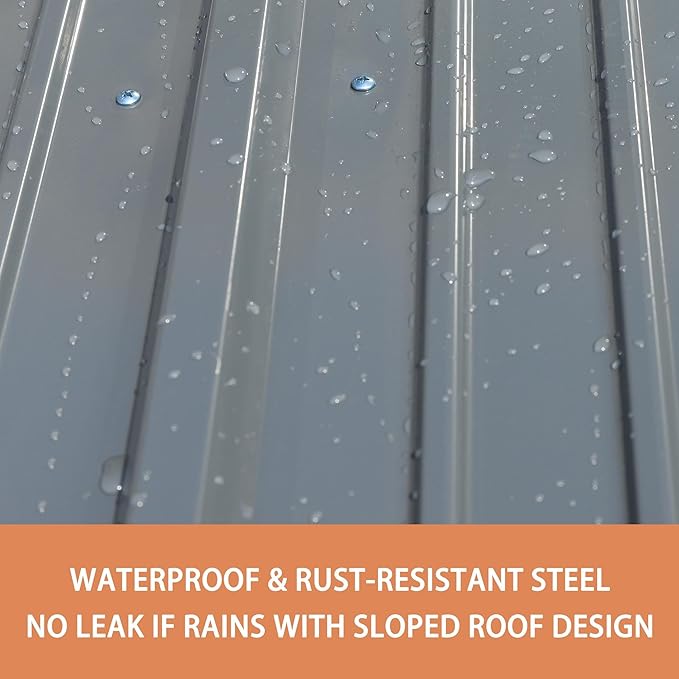 MUPATER Storage Shed 10' x12' for Outdoor, Metal Shed Kit with Lockable Doors and Vents, Patio Tool Shed House for Backyard, Garden, Lawn, Grey