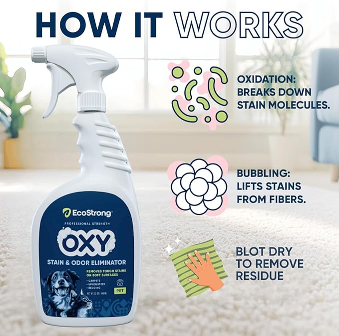 Pet Carpet Cleaner | Works Faster and Better than Pet Enzyme and Orange Based Solutions | Best Carpet Cleaner Spray for Pet, Dog, Cat Urine Stains and More (32 Fl Oz)
