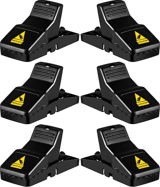 Feeke Rat Trap, Large Mouse Traps, Mouse Traps Indoor for Home, Instant Kill Traps for Mouse Rat Chipmunk, Quick Set Up and Reusable - 6 Pack, Black