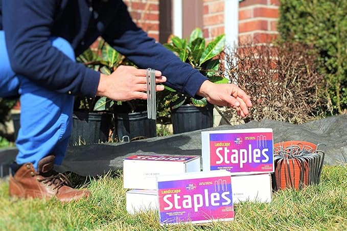 Ashman Galvanized Garden Stakes Landscape Staples and Fence Stake (50 Garden Staples - Heavy Duty & Anti Rust Galvanized)