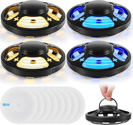 4 Pcs Flea Traps for Inside Your Home with 8 Sticky Pads, Bed Bug Tick Killer Flea Light Gnat Traps Pest Control, UV Night Light Bug Catcher for Bugs Moths Gnat Indoor and Outdoor(Black)