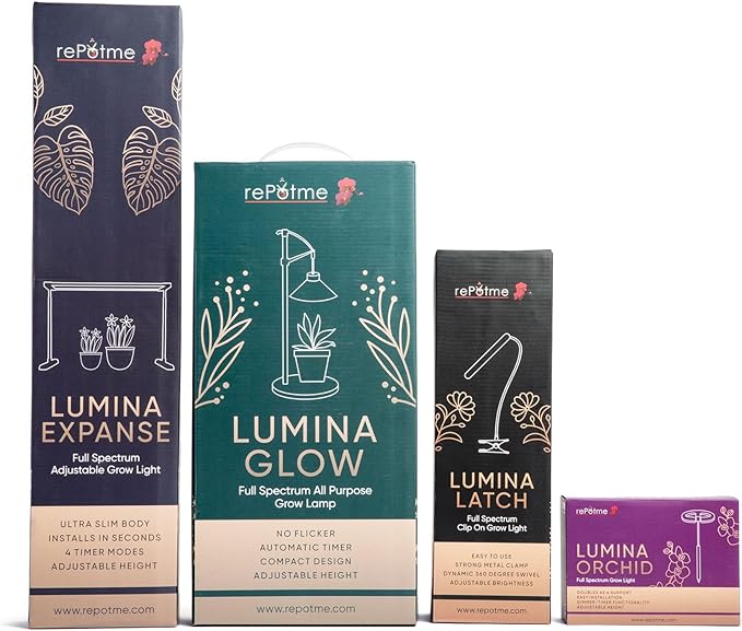 rePotme Lumina Glow - Grow Light for Indoor Plants - Full Spectrum LED Plant Light, White Accents, No Tools Required, White Grow Lamp