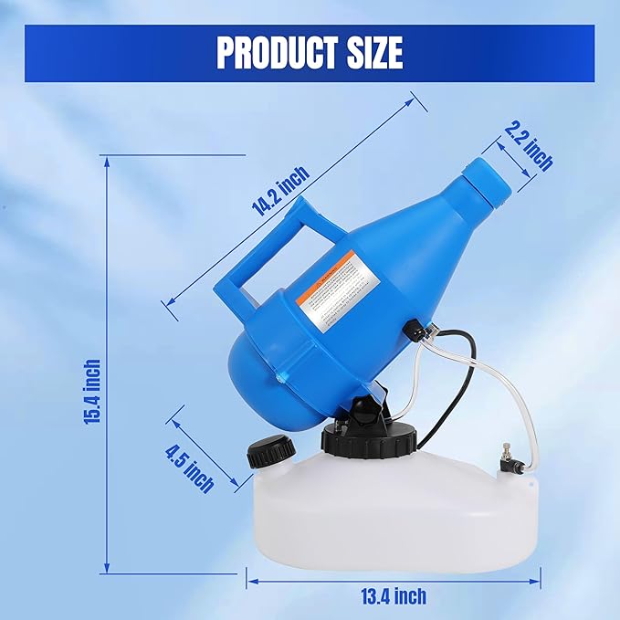 4.5L Electric ULV Fogger Sprayer 1.2 Gallon Portable Cold Mist Machine Spraying 30ft Spray Distance for Home, Yard, Garden, Patio, and Large Indoor Outdoor Spaces, 1 Pack