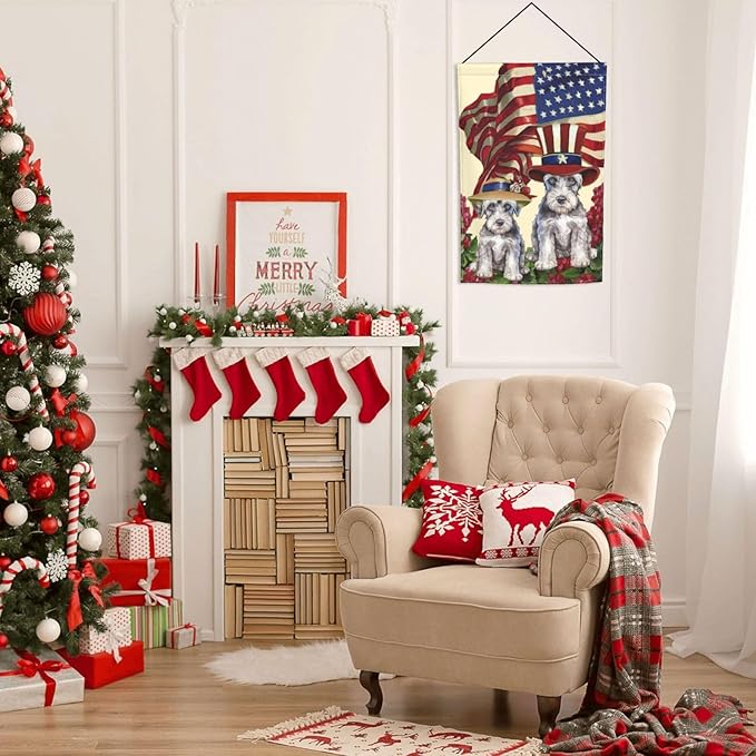 Schnauzer Independence Day Patriotic American Dog Garden Flag Welcome Party Outdoor Outside Decorations Picks Home House Garden Yard Decor 12x18 Inch