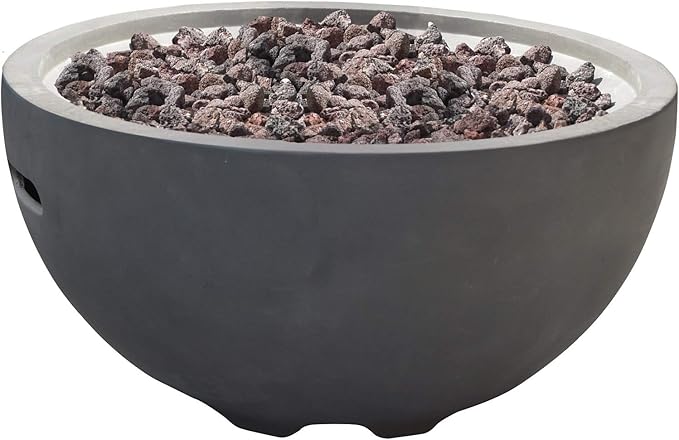 Nantucket Concrete Fire Pit 26" x 26" Patio Firepit Includes Lava Rocks Modern Fire Pits & Outdoor Fireplaces for Garden, Deck, Indoor & Outdoor Heating
