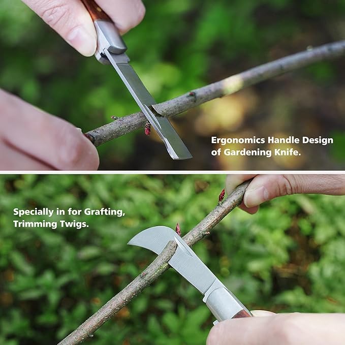 FUJIWARA 3-in-1 Garden Grafting Tool, Pruning Scissors Kit, U/V/Omega-Graft Seedling for Fruit Tree Grafting Set,Including 2X Tapes, Plant Tags,Plant Clips,Grafting Knife & Replacement Blades