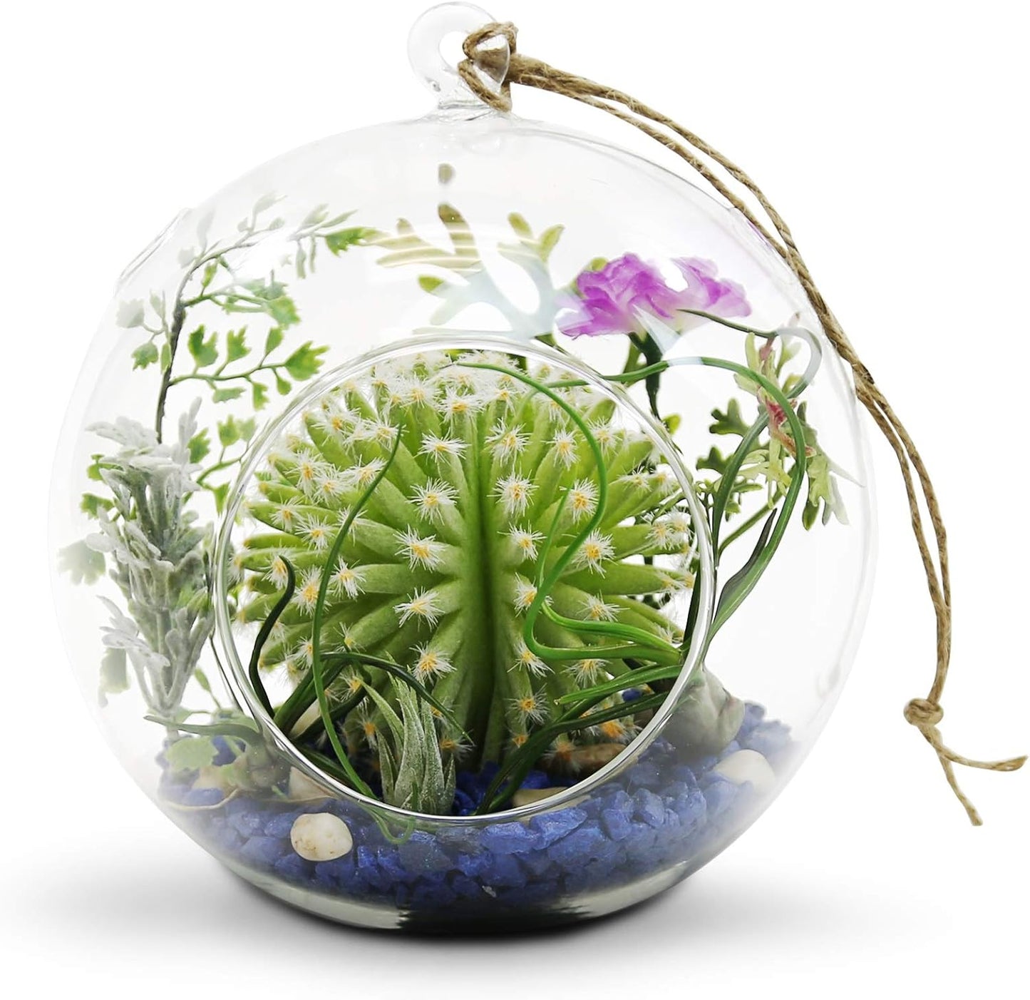 WGV Hanging Terrarium Globe, Width 7", Height 8", DIY Air Succulent Planter, Clear Glass Vase Orb with Flat Bottom, Candle Holder for Windowsill Outdoor Garden Decor, 1 Piece