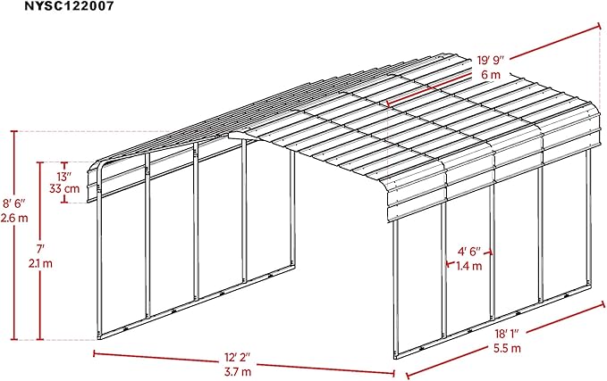12x20 FT Heavy Duty All-Steel Carport Canopy, All-Weather Outdoor Metal Shelter for Truck, Boat, Tractor & Storage