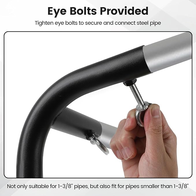 1 3/8'' Canopy Fittings for 6 Leg Carport Frame Parts, Black Canopy Pipe Fittings with Eye Bolts, Carport Frame Kit Low Peak Connectors with 156 Degree Angle(15Pcs)