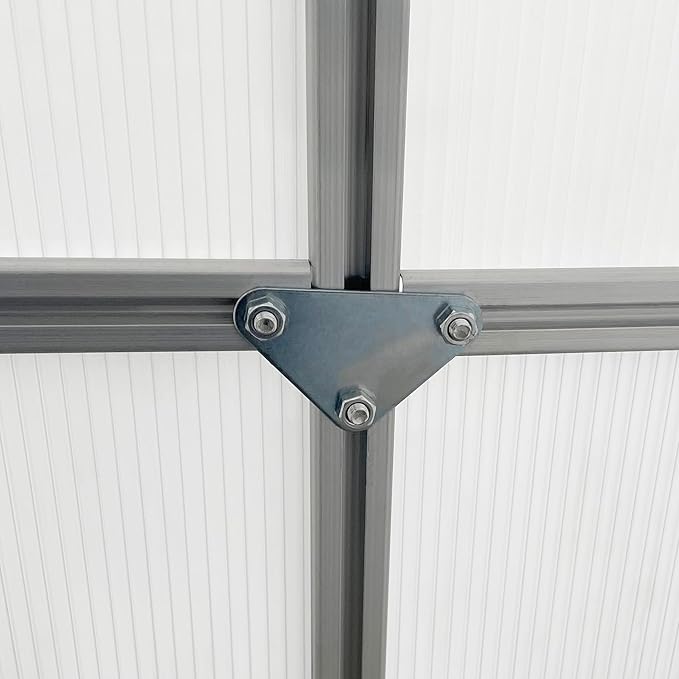 Outsunny 6' x 8' x 6.5' Polycarbonate Greenhouse with Adjustable Roof Vent, Walk-in Heavy Duty Green House Kit with Aluminum Frame, Sliding Door and Rain Gutter for Winter, Silver