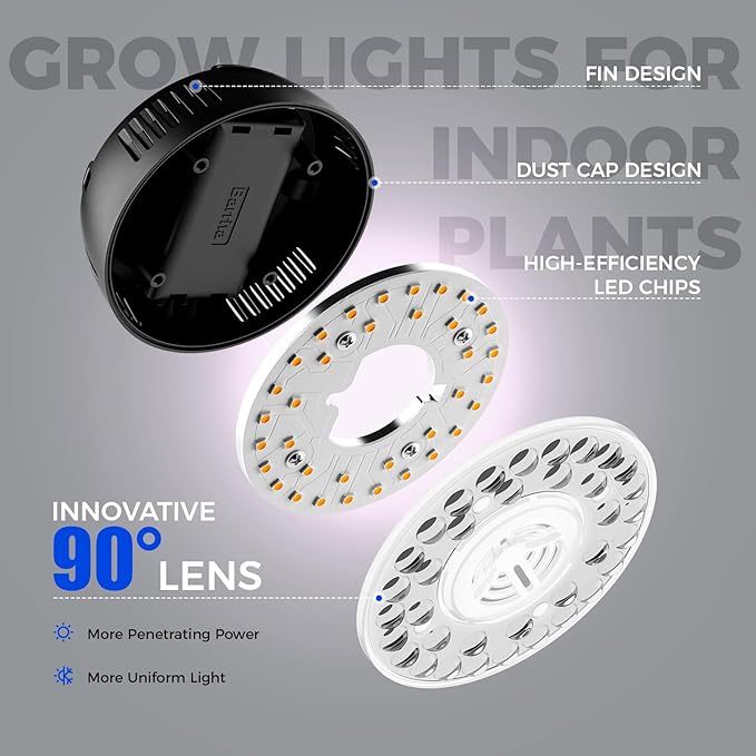 Barrina Orbgrow OG09 Puck Grow Light with Timer, Pinkish White 54W(6 x 9W, 810 Watt Equiv), Full Spectrum Plant Light for Indoor Plants, Magnetic & Linkable, 5 Levels Dimmable, 6 Packs, Black