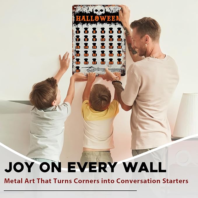 Halloween Countdown Vintage Sign Halloween Skull Metal Tin Sign for Home Bar Kitchen Hotel Dining Room Coffee 12x16inch