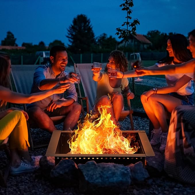 36 inch Square Fire Pit Ring, Heavy Duty Firepit Ring, DIY Campfire Insert Above or In-Ground, for Outdoor, Camping, and Bonfires