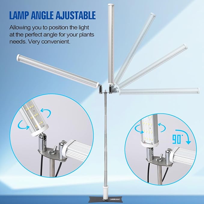 JCBritw Standing LED Grow Light，Adjustable Dual Head T12 Bar Plant Light, White 6500K Full Spectrum Plant Grow Lamp on Stand for Indoor Plants Seed Starting, Seedlings, Veg, Flower