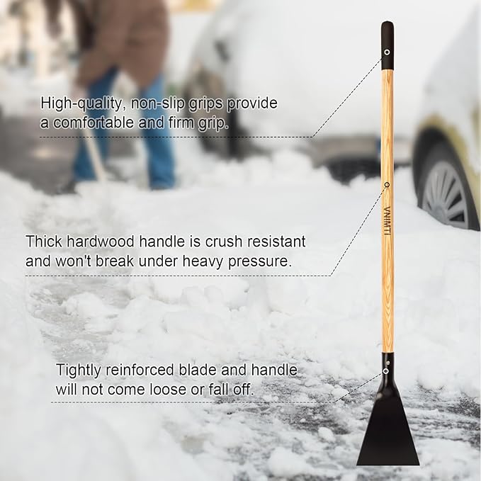 VNIMTI Ice Chopper for Driveway, Heavy Duty Ice Chopper Tool for Ice Removal with Wooden Handle, 56 Inches