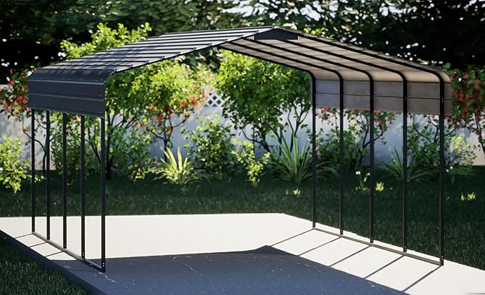 Steel Carport (Charcoal, 12 x 20 x 7 ft)