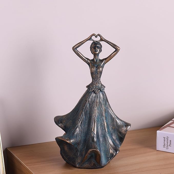 QIANLING 8'' Fairy Statue - Leaf Angel Girls Sculptures Resin Home Decor, Decorations Figurines Gift for Inside or Outside, Bedroom, Office Desktop, Cabinets, Book Shelf or Outdoor Garden Yard