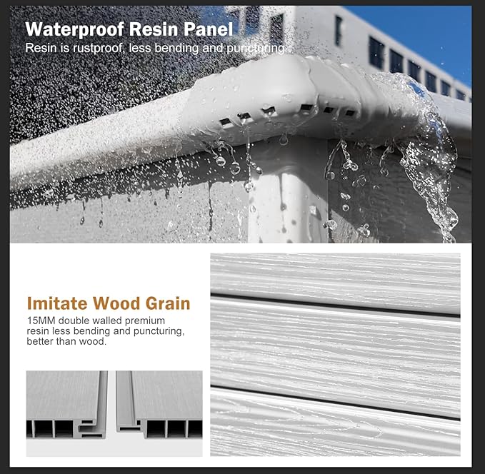 Outdoor Resin Storage Shed 8x6x7 FT Sheds Kit with Floor Included 2 Windows Double Lockable Door,Waterproof Outside Plastic Sheds for Backyard Garden Patio Lawn Tools