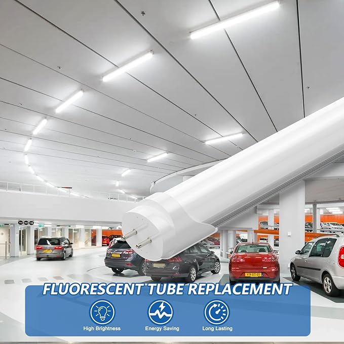 LED Tube Lights 4Ft, T10 T12 65W Equivalent Fluorescent Replacement, 24W 3120 Lumen, 6500K Cool White, Type A+B 4 Foot LED Bulbs for Office Shop Light, Remove Ballast or Plug & Play, 12 Pack