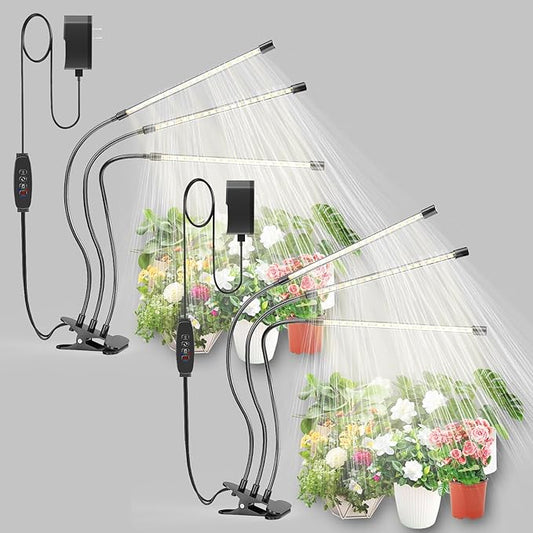 bseah Plant Light Grow Light for Indoor Plants 2 Pack, Full Spectrum Indoor Grow Lamp, 10-Level Dimmable and Auto ON & Off Timer