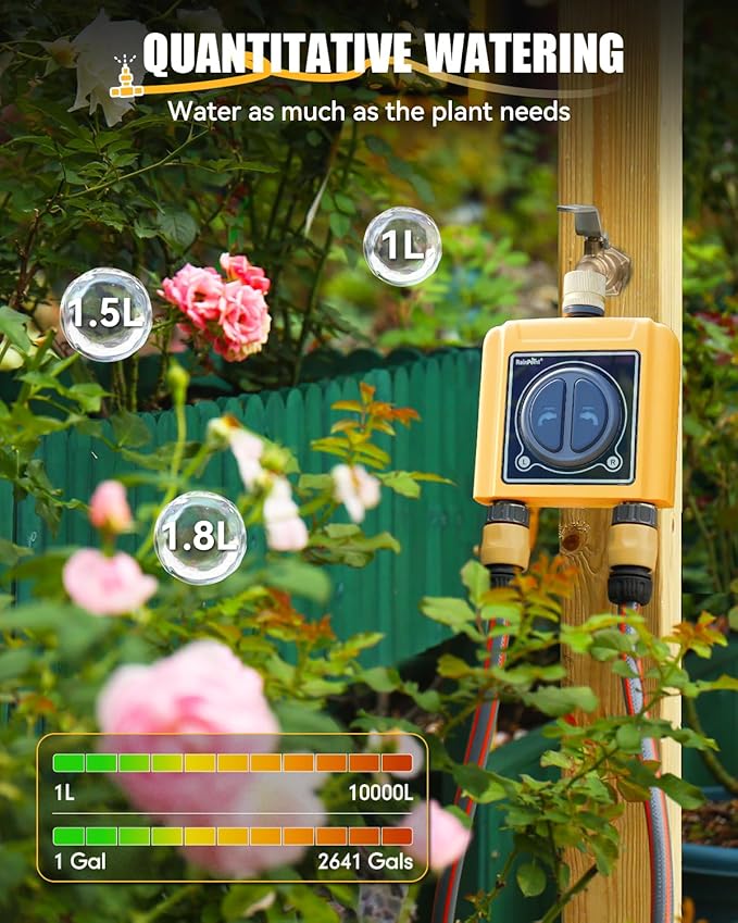 RAINPOINT WiFi Water Timer with Brass Inlet & Outlet，2 Zone WiFi Hose Timer for Lawn,WiFi Sprinkler Controller via APP/Voice Control,Automatic Watering System by Time/Weather/Quantity/Soil Moisture