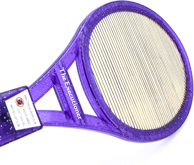 The Executioner Fly Zapper Mosquito, Wasp, Bug, Insect Killer Swatter Electric Fly Zapper Racket Single Layer for Efficient Zapping Indoor Outdoor (Purple)