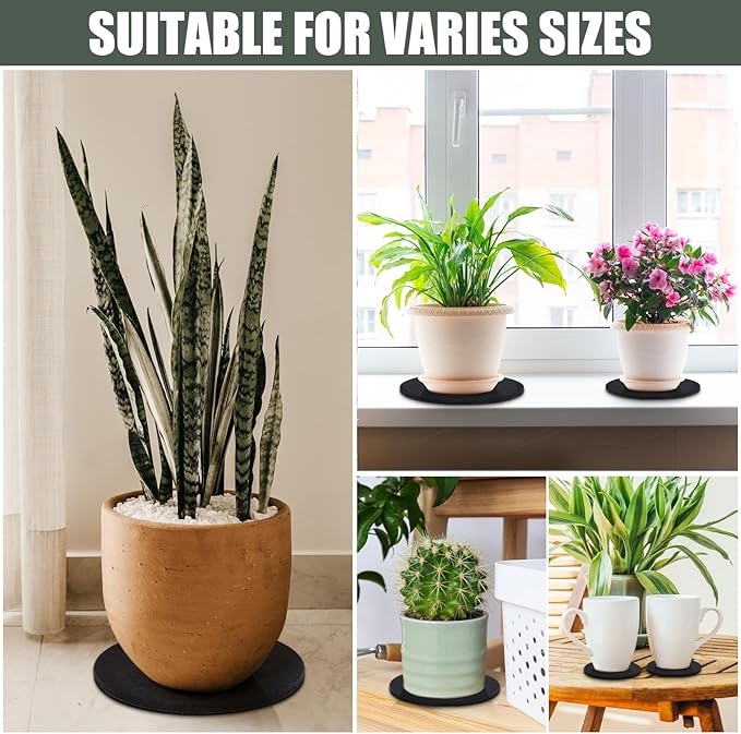 Plant Coaster Mat Reversible(Fabric/Leather),6Pcs Plant Coasters for House Plants Indoor & Outdoor,Household Products Absorbent/Waterproof(4inch)
