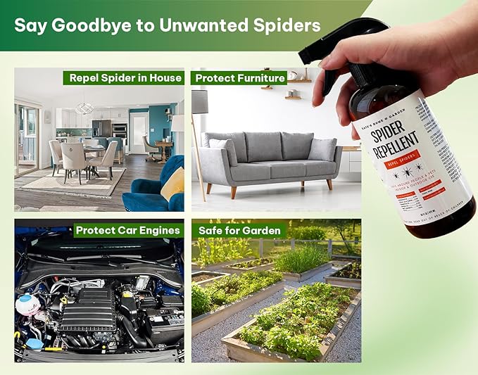 Kate's Home & Garden Spider Repellent Indoor. All Natural Peppermint Oil Spray for Spiders & Outdoor (16oz, Non Toxic Pesticide & Insecticide, Pet Safe)