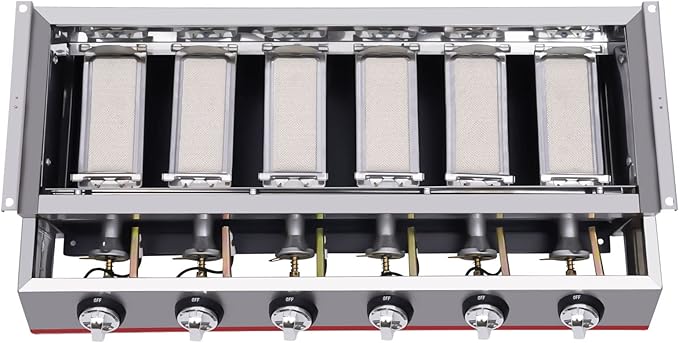 Outdoor Park Grills, 6 Burner Gas BBQ Grill With Adjustable Temperature, Portable Stainless Steel Barbecue Table Top Grill Cooking With Adjustable Height With Food Tray For Families, Barbecue Stores