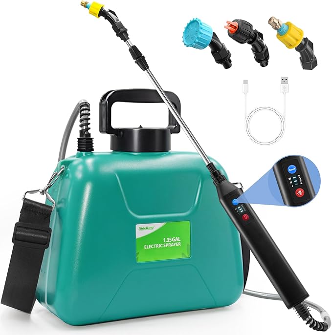 Battery Powered Sprayer 1.3 Gallon, Lightweight Electric Garden Sprayers in Lawn and Garden, 3 Mode Automatic Cordless Weed Sprayer for Yard, Pesticide, Watering, Cleaning